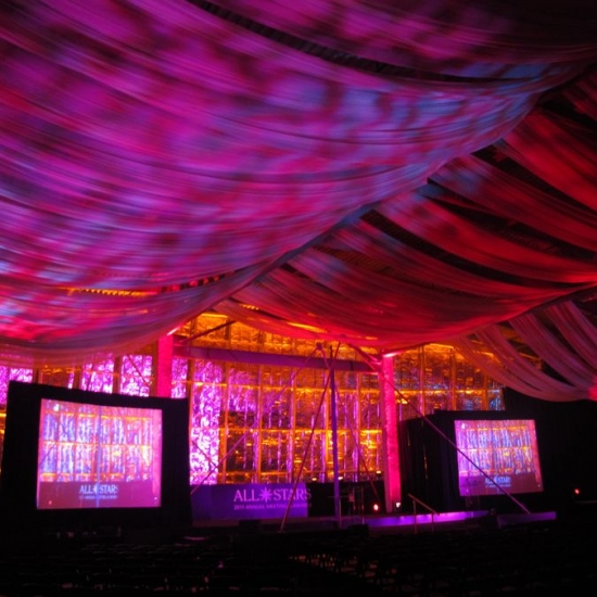 Tent event, ceiling wash, gobo, lighting