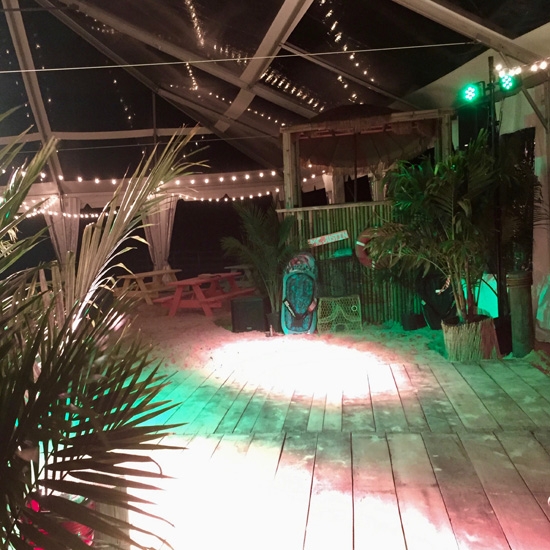 Tropical Beach Party, decor, lighting, advanced productions