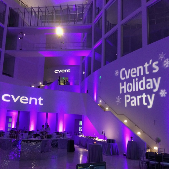 Cvent, Cvent event, Holiday party, Up lighting, Advanced Productions, 
