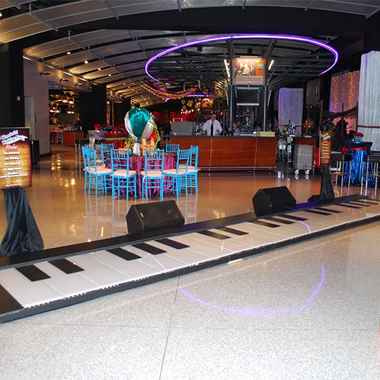 Piano, walking piano, fun decor, rental decor, rental, advanced productions